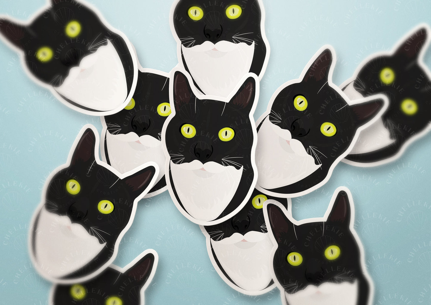 Tuxedo Cat Vinyl Sticker - Chellekie Creations