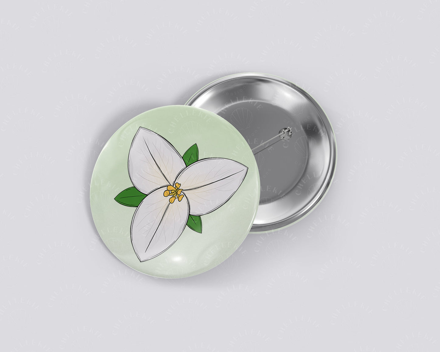 Western Trillium Flower 1.5" Pinback Button - Chellekie Creations