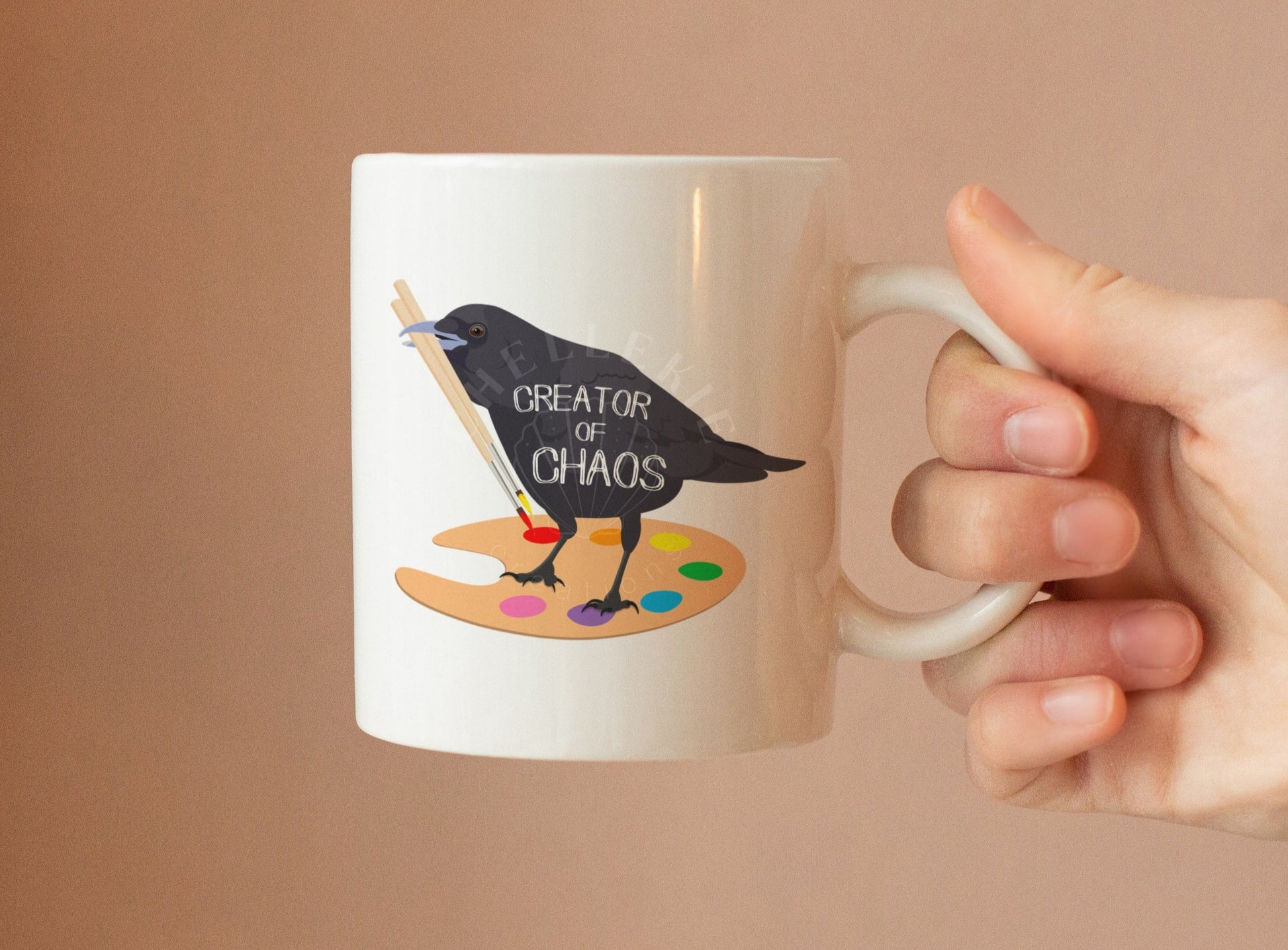 "Creator of Chaos" Crow Friend Mug - Chellekie Creations