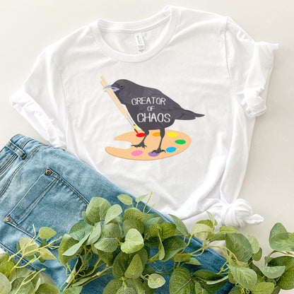 "Creator of Chaos" Crow Friend T-Shirt - Chellekie Creations