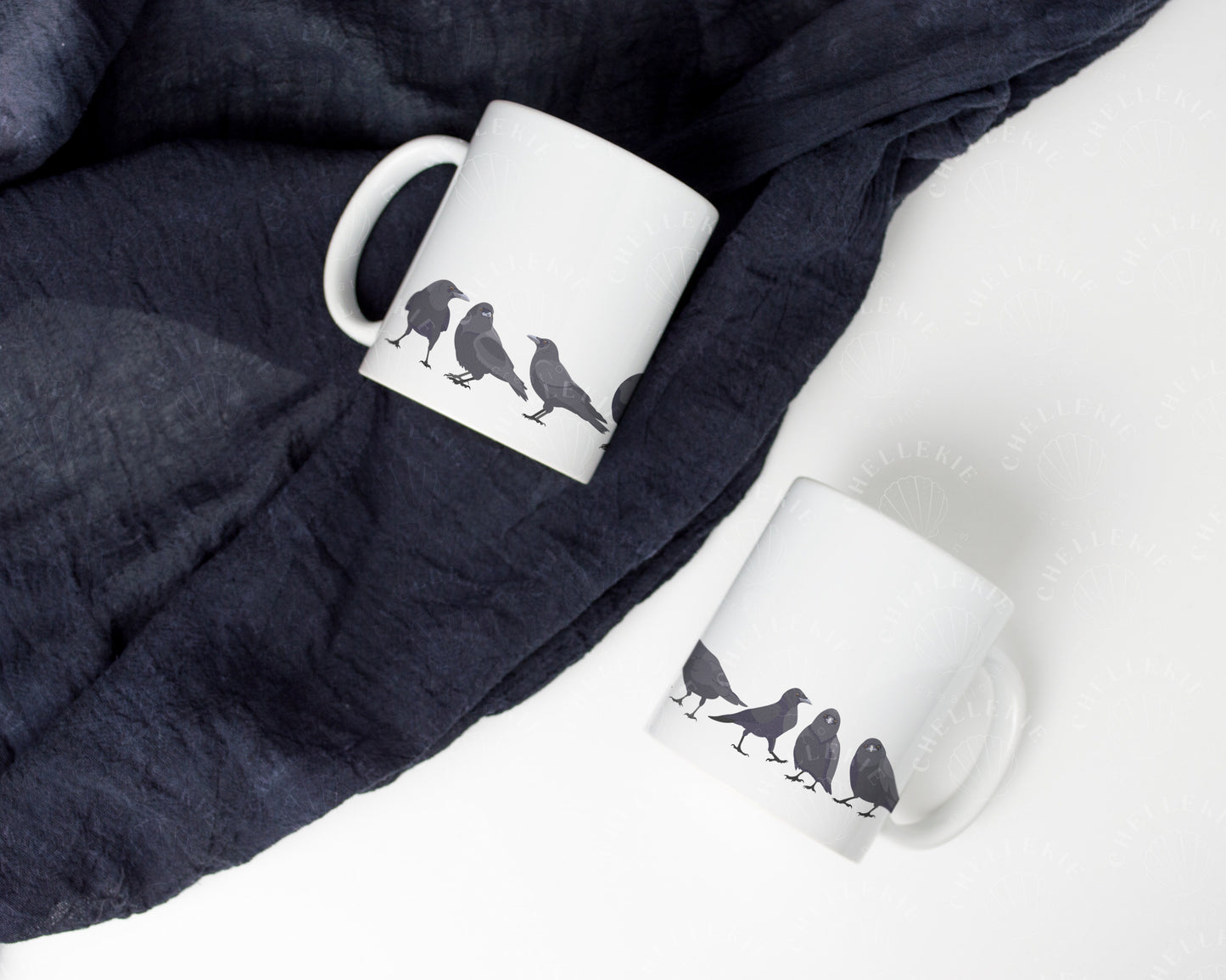 Crows in a Row - Crow Friend Mug - Chellekie Creations