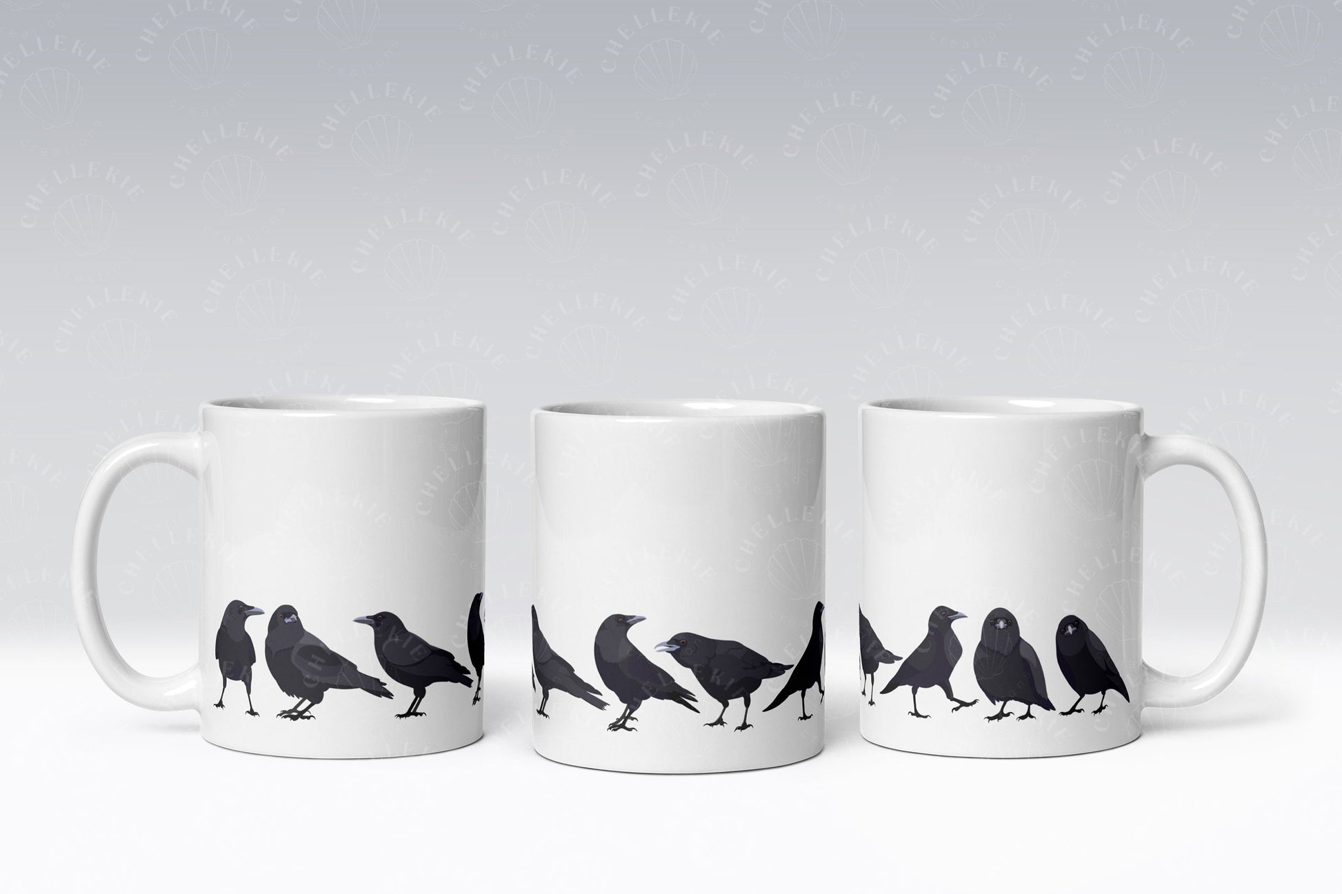 Crows in a Row - Crow Friend Mug - Chellekie Creations