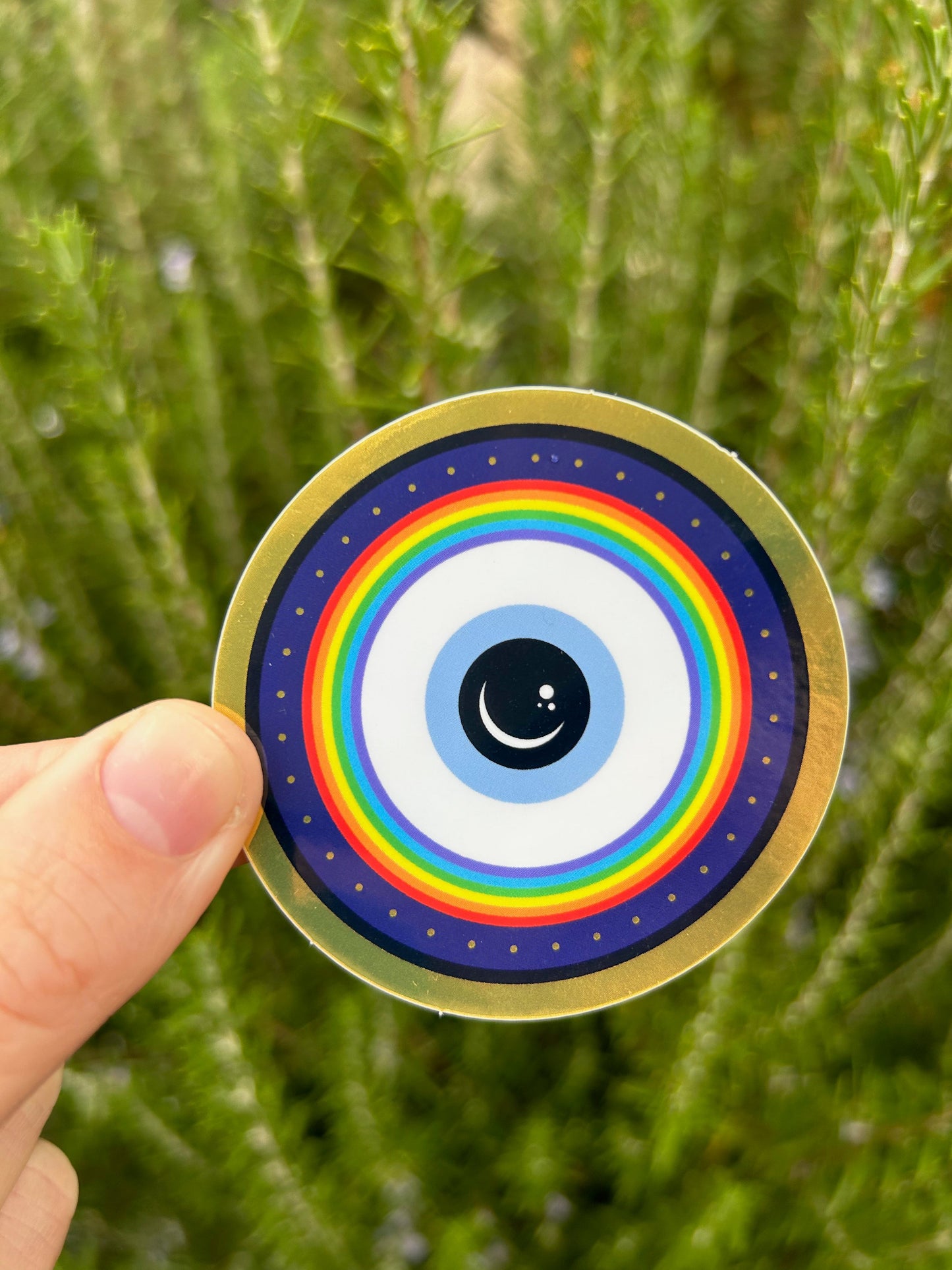 Evil Eye Rainbow Jewish Pride Vinyl Sticker - Chellekie Creations