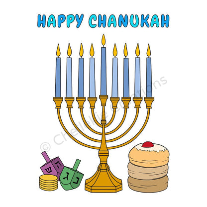 FREE Chanukah Print-At-Home Colouring Page (English) - Chellekie Creations