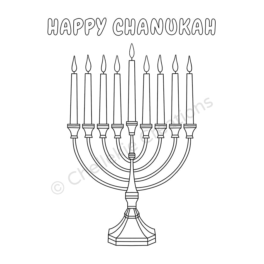 FREE Happy Chanukah Print-At-Home Colouring Page (English) - Chellekie Creations