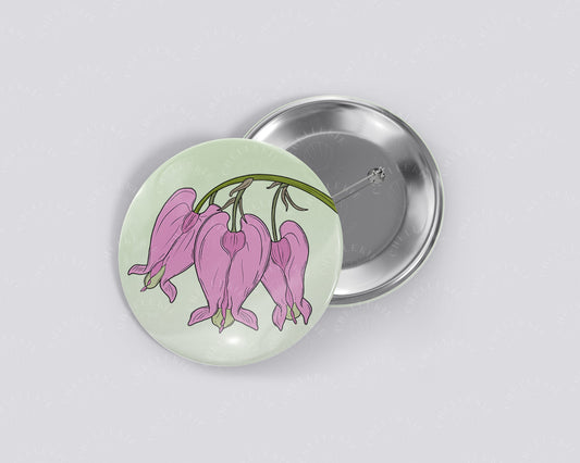 Pacific Bleeding Heart Flower 1.5" Pinback Button - Chellekie Creations