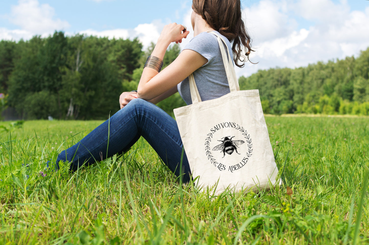 Sauvons Les Abeilles (Save The Bees) Eco-Friendly Tote Bag - Chellekie Creations