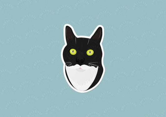 Tuxedo Cat Vinyl Sticker - Chellekie Creations