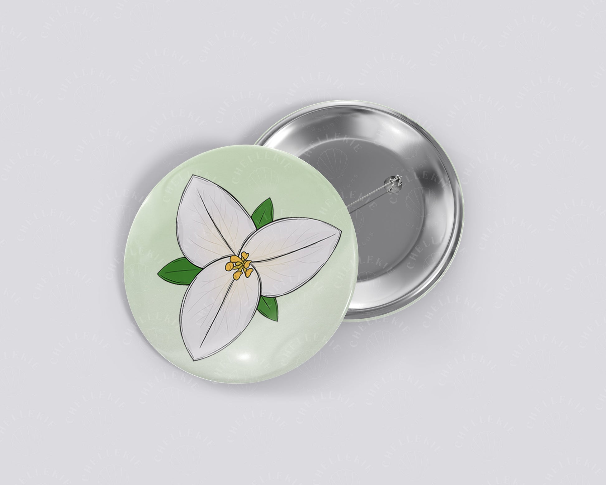 Western Trillium Flower 1.5" Pinback Button - Chellekie Creations